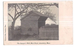 The CAPTAIN'S WELL Main Street Amesbury B&W Massachusetts MA Postcard DB - Picture 1 of 2