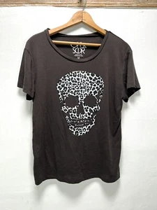 Camiseta para mujer Chaser gráfica calavera leopardo motociclista gótica estampado marrón talla mediana - Imagen 1 de 4