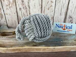 4" Monkey Fist Knot Ball w/ Hanger Loop - Handmade Jute Rope Sailor Knot 