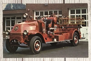 Cartolina d'epoca 1927 Bulldog Mack Fire Engine Connecticut ferrovia elettrica - Foto 1 di 2