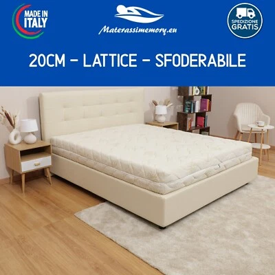 Materasso in Lattice NUVOLA alto 20 cm con rivestimento sfoderabile Aloe Argento - Immagine 1 di 4