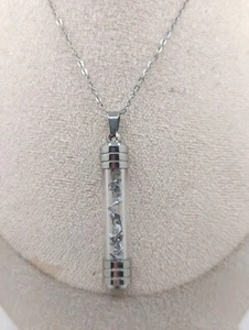 Stainless Steel Meteorite Glass Pendant With 20” Stainless Steel Chain - Picture 1 of 5