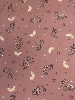 Softshell Jackenstoff Kinderstoff Einhorn altrosa - Bild 1 von 2