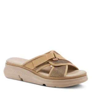 Flexus Lisko Slide Sandal Biege Shimmery Mesh Fabric with cushioned insole EU 37 - Picture 1 of 5