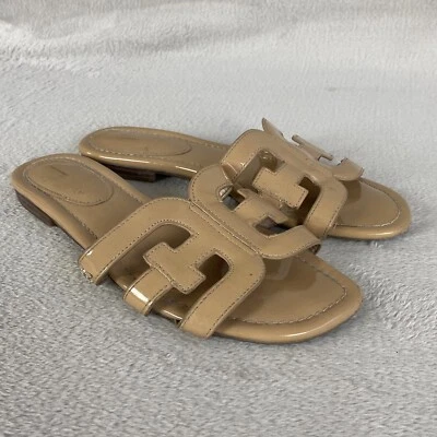Sandalias planas Sam Edelman Bay para mujer talla 8,5 M charol tostado sin cordones Foto 1 de 4