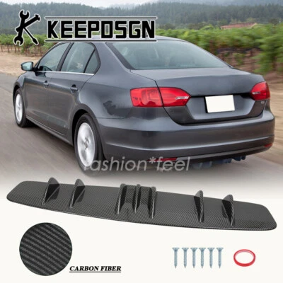 For VW Volkswagen Jetta CARBON FIBER Rear Bumper Diffuser Lip Shark Fin Splitter Foto 1 de 4