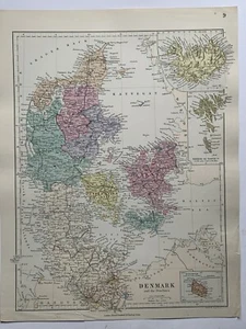 1882 Denmark Hand Coloured Antique Map from Stanford's London Atlas - Picture 1 of 3
