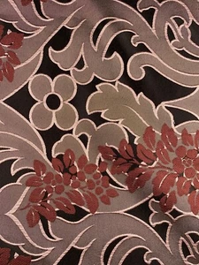 2.4M Dusky Pink Black Wine Brocade Pattern Taffeta Jacquard Dressmaking Fabric - Picture 1 of 3