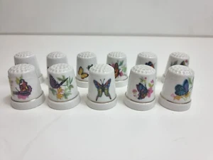 11 Bone China Ceramic Thimbles with Butterfly Decoration Bundle Joblot - Picture 1 of 7