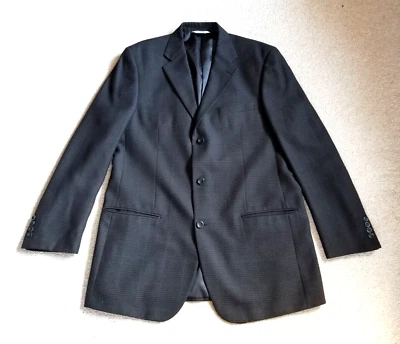 Blazer Hombre-LINEA UOMO-"carbón" Gris Cuadros Mezcla Rayón Forrado 3 Botones-42L Foto 1 de 4