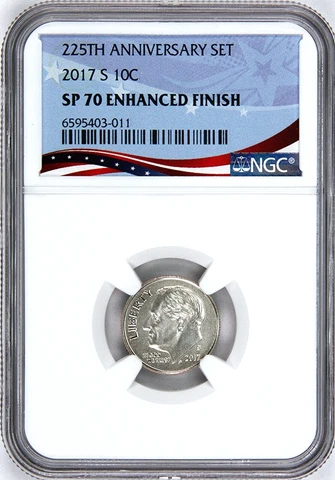2017-S Roosevelt Dime NGC SP 70 Enhanced Finish ~ 225TH Anniversary Set Cover
