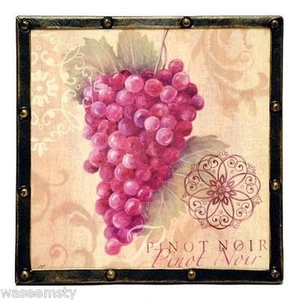 Pinot Noir Uva Fruta Viña Remache Trivet Acento Pared Placa Decoración Arte - Imagen 1 de 3