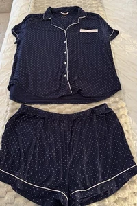 Kate Spade NAVY/WHITE POLKA DOT Pajama Set Size 3X - Picture 1 of 8
