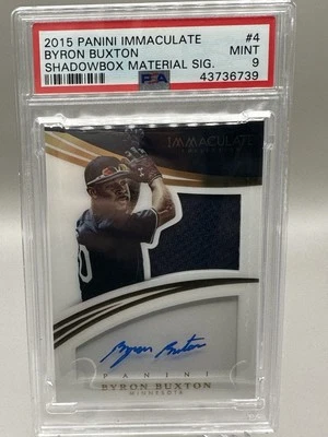 2015 Panini Immaculate BYRON BUXTON - Shadowbox Material Auto #/49 PSA 9 - Image 1 of 2