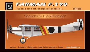 S.B.S Model 1/72 Farman F.190 'Spanish Civil War & Portugal' - 7009 - Picture 1 of 3
