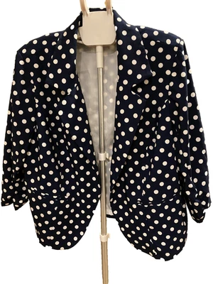 Blazer Dressbarn Mujer 2X Azul Lunares Chaqueta Oficina Corpcore Carrera Trabajo Foto 1 de 4