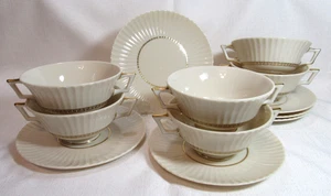 Lenox USA Vintage CRETAN Six (6) Cream Soup Bowls with Under Plates GC - Picture 1 of 15