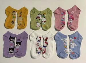 Hello Kitty Sanrio 6 pairs of socks for kids pocha, KUROMI, cinna, melody, pom - Picture 1 of 1