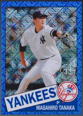 2020 Topps 1985 35th Chrome Blue Refractor Masahiro Tanaka #85TC-28 #'d 84/150 - Image 1 of 2
