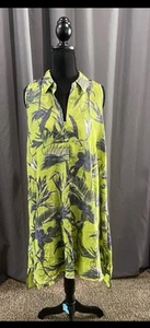 Mlle Gabrielle NWT sleeveless collared button-down tropical print dress large - Picture 1 of 4