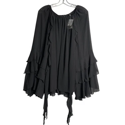 Nuevo Top Torrid Manga Larga Volantes Mujer Talla Grande 3X Negro Cachicho Transparente Foto 1 de 4