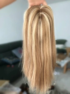 16" 5.5x6" Free Part Silk Parted Full Lace European Virgin Hair Topper - Image 1 of 4