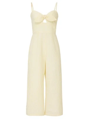 HUTCH Anthropologie "Savannah" Yellow Seersucker  Cropped Jumpsuit Sz 2 - Image 1 of 4