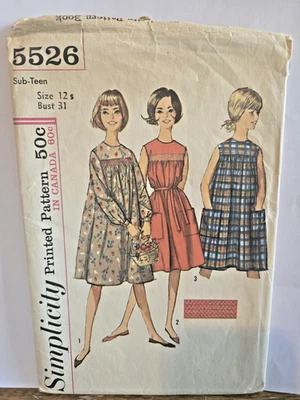 SEWING PATTERN Simplicity 5526 -cut  size  teen 12 1964 - Image 1 of 2