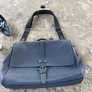 Coach Hudson Pebble Leather Blue Messenger Bag - Picture 1 of 17