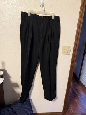 Traje de hombre City Streets con puños traje pantalones negro 34x31 poliéster rayón Foto 1 de 4