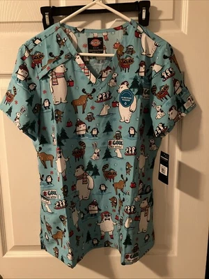 dickies womens scrub tops medium Winter Theme - Image 1 of 4