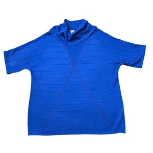 New Directions Sweater Womens Size 2X Royal Blue Cowl Neck Stretch Loose Fit NWT - Picture 1 of 8