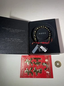 NOGU ADJUSTABLE BLACK GOLD GLASS BEADS BRACELET W/ GIFT BOX + CHARM NOB - Picture 1 of 24