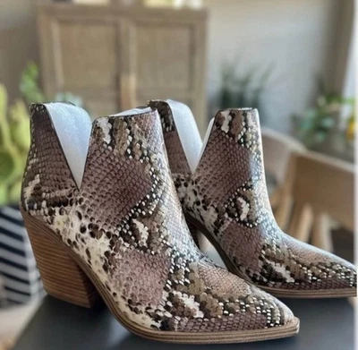 Vince Camuto Western Booties Rodeo Boots Snakeskin Animal Print Gigietta Ranch - Image 1 of 4