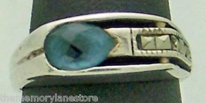 LOVELY UNIQUE ESTATE PEAR-CUT TOPAZ & MARCASITE STERLING SILVER RING, SIZE 7 - Picture 1 of 2