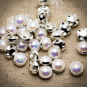 10 X 8MM PERLA AB RESINA ACRÍLICA COSER EN CUENTAS DE PLATA HÁGALO USTED MISMO ARTESANAL APLIQUE DE BODA - Imagen 1 de 1