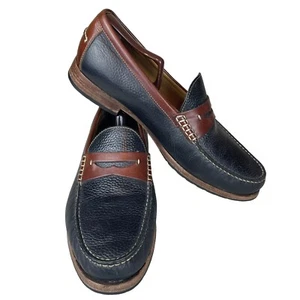 Johnston & Murphy Men’s 11.5 M Sheepskin Leather Penny Loafer Shoe Brown Blue - Picture 1 of 15