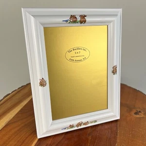 Vintage 5x7 Bucklers Inc Wood Picture Frame White Bunnies Rabbits Nature Spring - Picture 1 of 13