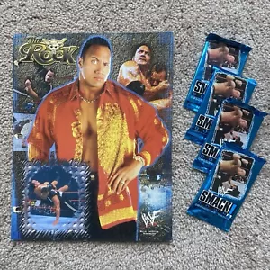 Vintage WWF Smackdown! Lot The Rock Pocket Folder, 4 Packs Collector Cards - Picture 1 of 6