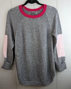 Anthropologie Tunic Small Sweater Color Block Gray Pink Crewneck Pullover - Picture 1 of 10