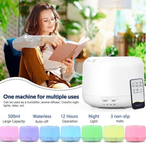 500 ml difusor de aceites esenciales frescos, humidificador de aromaterapia de niebla para el hogar con control remoto - Imagen 1 de 12