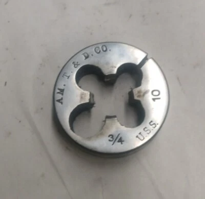 Vintage AM. T & D. CO - 3/4"  Round Adjustable Die - 2" Diameter - Used - Image 1 of 2