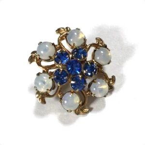 Vintage Flower Brooch/Cluster Stone Brooch/Blue Stones - Bild 1 von 7