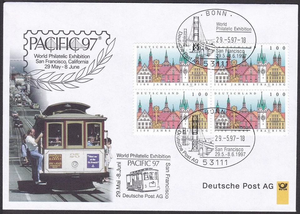 PEX0078 Intl. Stamp Exhibit. Germany Cover, PACIFIC 1997, San Francisco, Bridge - Image 1 of 1