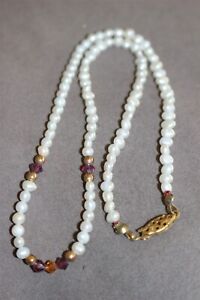Vintage In Seattle Lot#941 beautiful cultured pearls crystal beads necklace