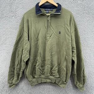 Vintage 90s Nautica 1/4 Zip Heavyweight Mock Neck Sweatshirt Green Size XL READ - Picture 1 of 10