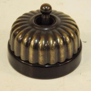 classic electric victorian fluted antique brass 20 B AB black porcelain switch - Picture 1 of 6