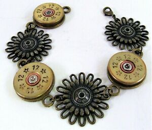 Handmade Shot Gun Shell Link Bracelet Spent 12 Gauge Brass 8 Inch