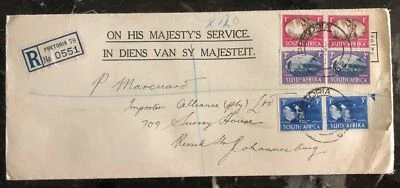 Pretoria 1945 Sudáfrica OHMS Su Majestad Servicio Cubierta a Johannesburgo Foto 1 de 2