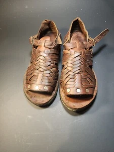 SANDALI IN PELLE AUTENTICI TAGLIA SMALL M 4 SANDALI HUARACHES DE CUERO PIHUAMO - Foto 1 di 6